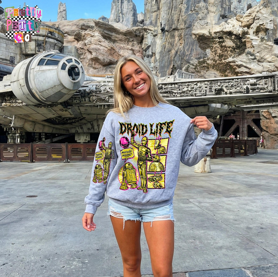 Droid Life Retro Robot Graphic Tee, Funny Sci-Fi Machine Shirt, Tech Humor Apparel, Gildan Heavy Cotton, Youth & Adult Sizing - Pretty Petty Co