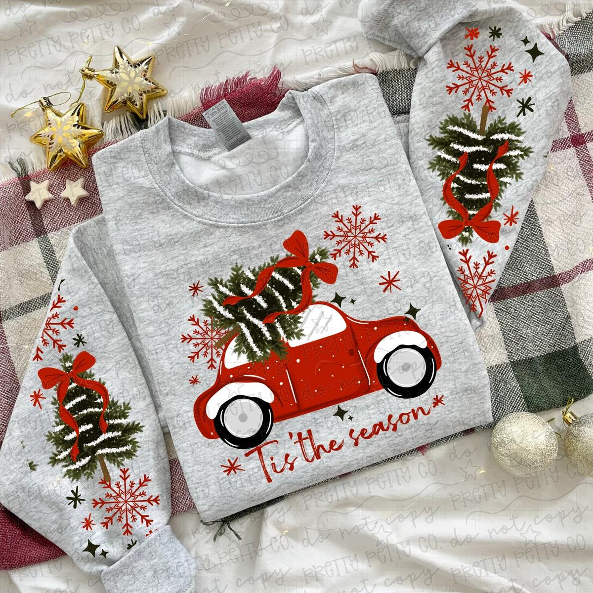 Vintage Christmas Tree Red Truck Graphic Sweatshirt