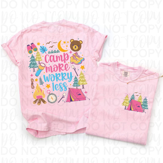Camp More Worry Less Shirt | Camping Adventure Graphic Tee | Comfort Colors Tee
