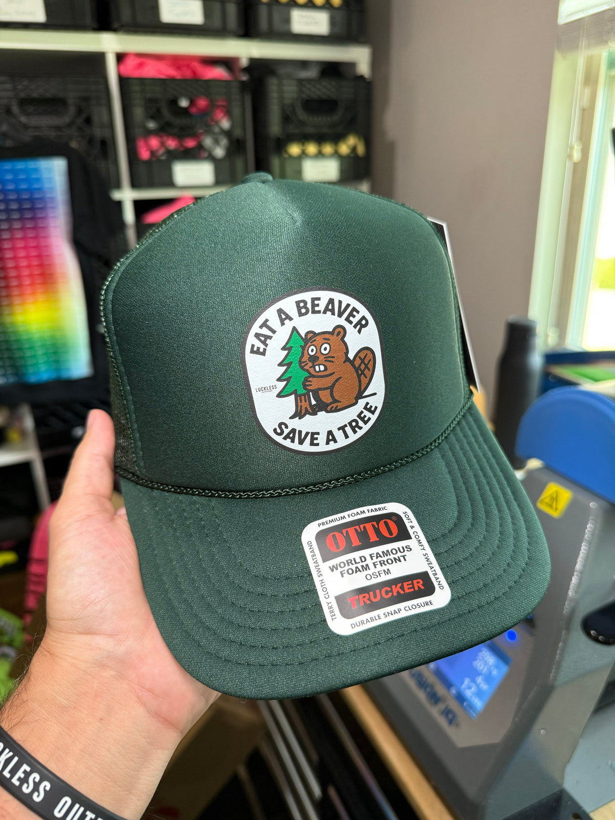 Eat A Beaver Save A Tree Trucker Hat - Pretty Petty Co