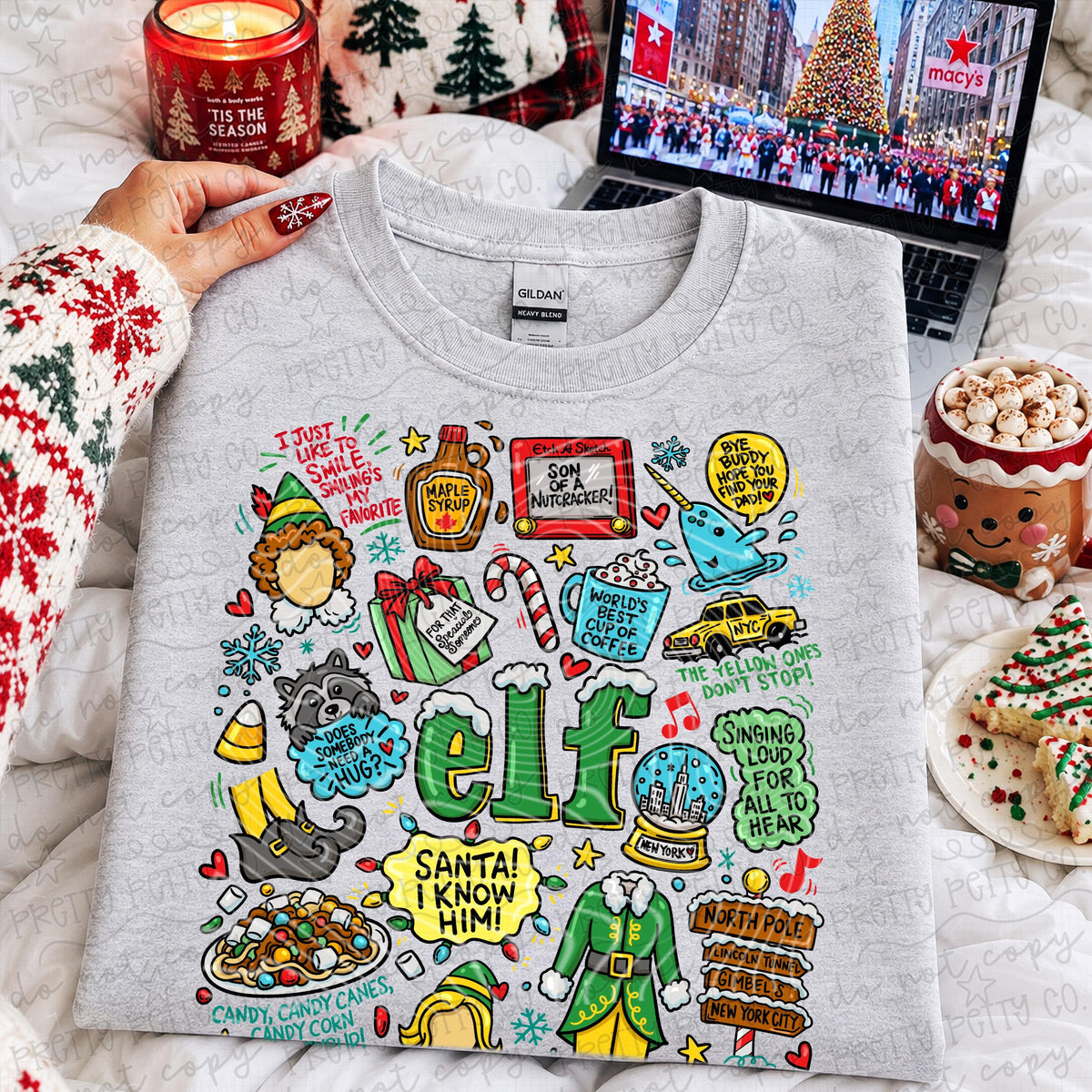 Retro North Pole Christmas Elf Graphic Tee | Funny Holiday Movie Shirt
