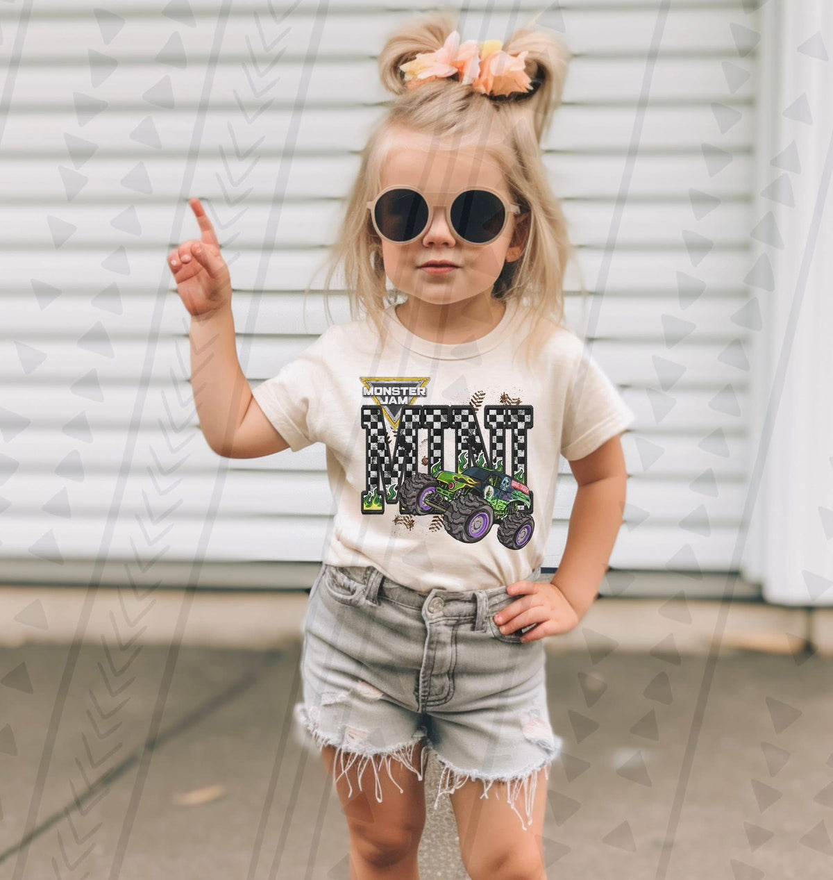 Monster Truck Mini Faux Embroidery Graphic Tee – Racing Kids Shirt – Unisex DTF Print - Pretty Petty Co