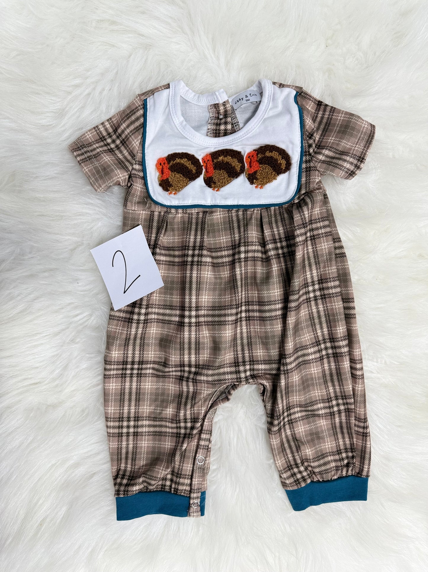Blue Plaid Thanksgiving Jumper (#2) FINAL SALE