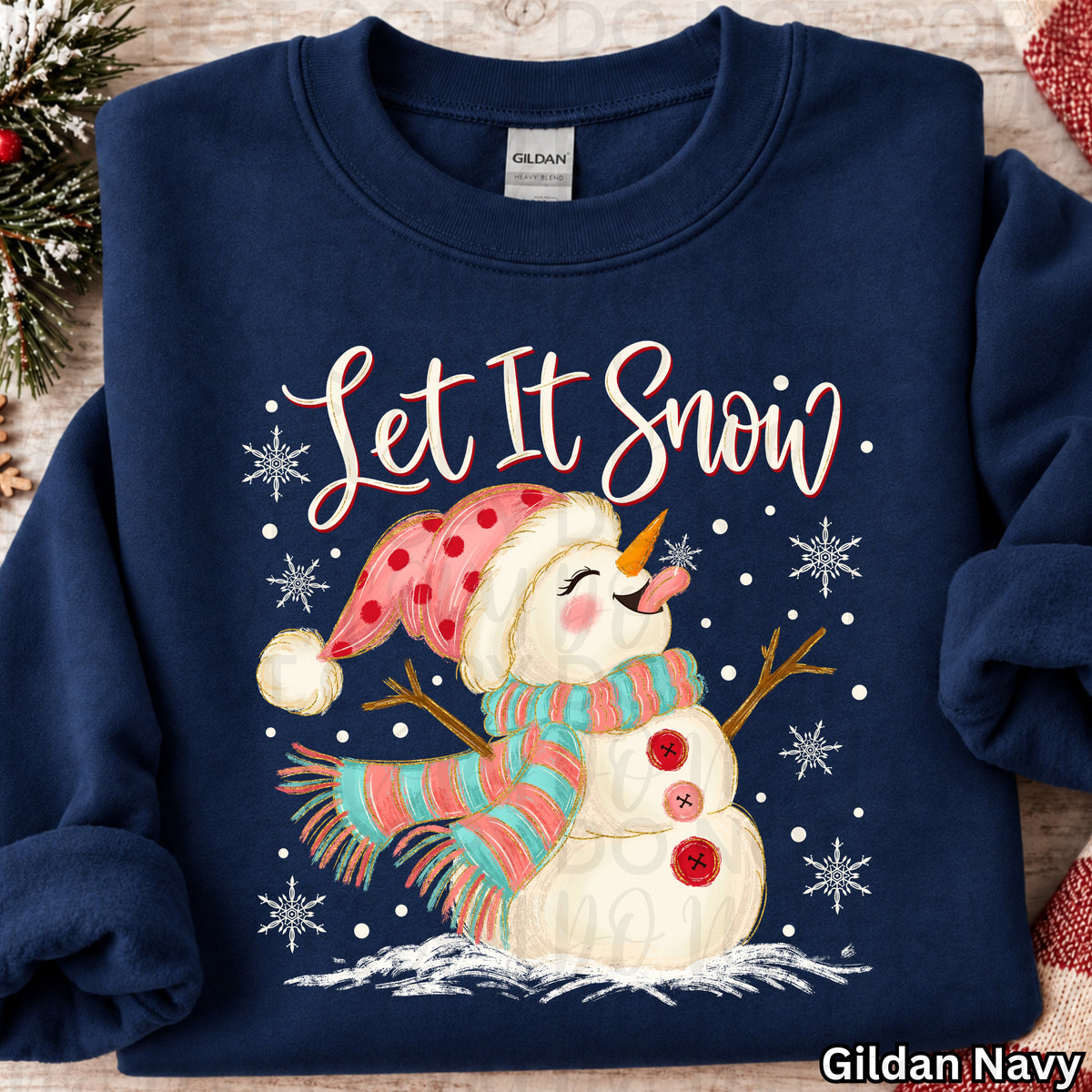 Let It Snow Snowman Christmas Sweatshirt, Cute Snowman Shirt, Pink Christmas Sweatshirt, Winter Snowflake Shirt, Cozy Holiday Gift