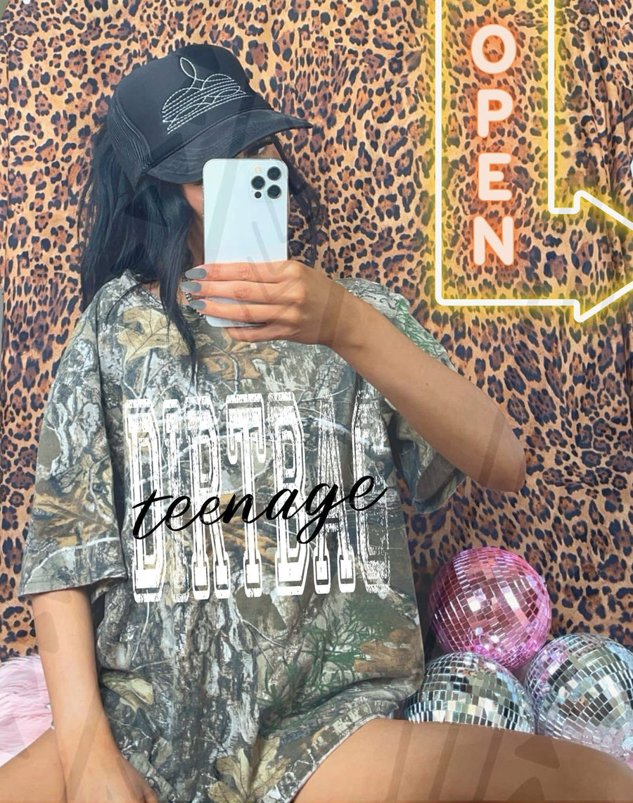 Teenage Dirtbag Camo Shirt – Funny Edgy Adult Graphic Tee – Unisex DTF Print - Pretty Petty Co