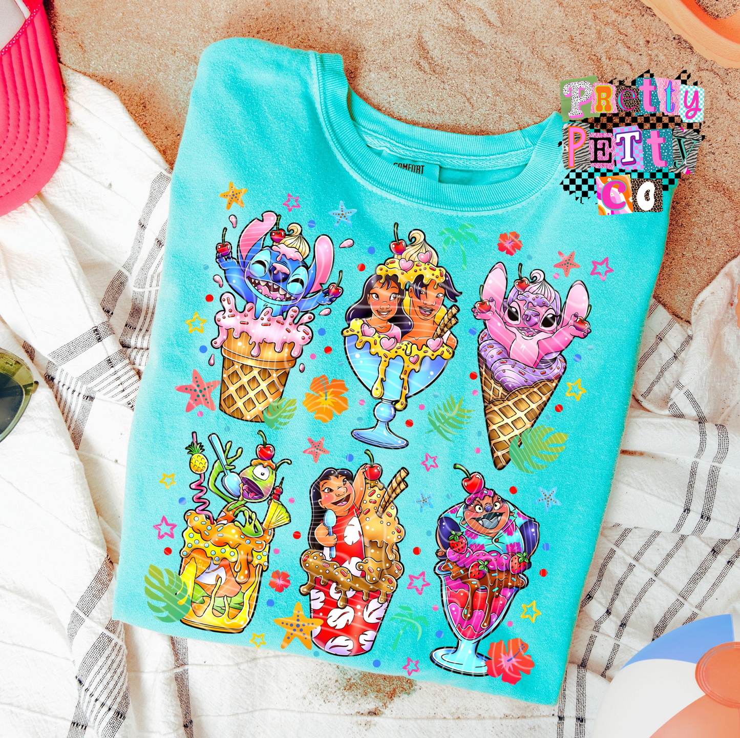 Cute Blue Alien Ice Cream Graphic Tee, Summer Cartoon Dessert Shirt, Comfort Colors, Youth & Adult Sizing, DTF Printed