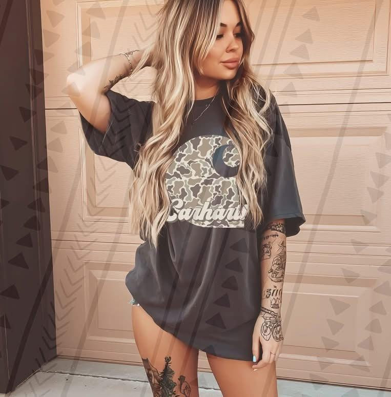Camo Carhartt Graphic Tee | Carhartt Unisex T-Shirt | Outdoor Camo Shirt - Pretty Petty Co