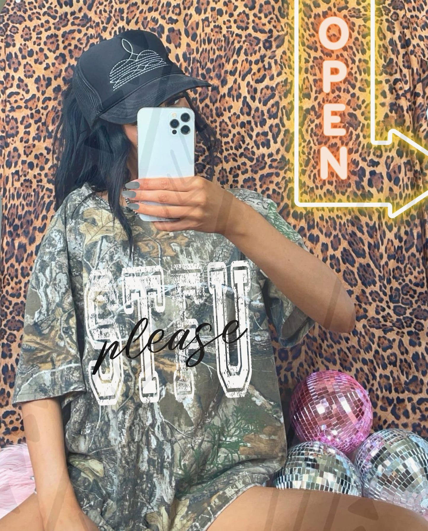 STFU Please Camo Shirt – Trendy Petty Humor Graphic Tee – Unisex DTF Print