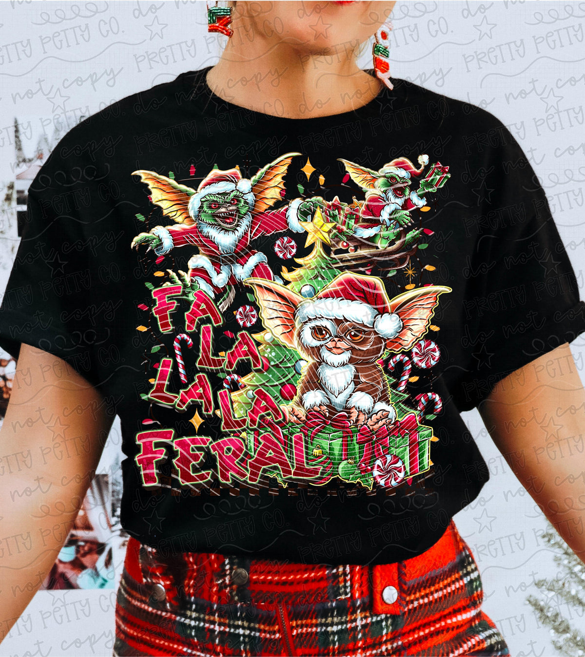 Feral Christmas Cute Holiday Creature Graphic Tee