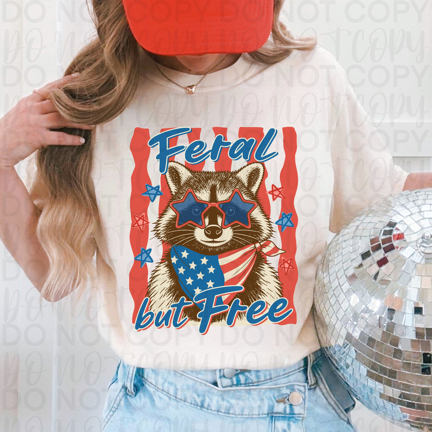 Feral But Free Raccoon Shirt | Funny Patriotic Raccoon 4th of July Tee