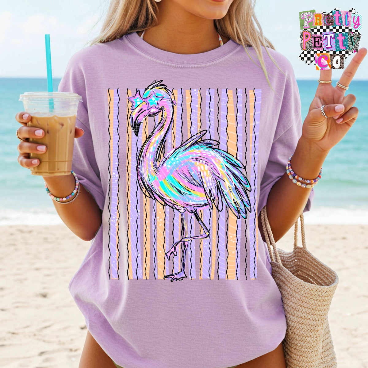 Flamingo Summer Graphic Tee, Tropical Beach Shirt, Pink Flamingo Design, Comfort Colors, Youth & Adult Sizing - Pretty Petty Co