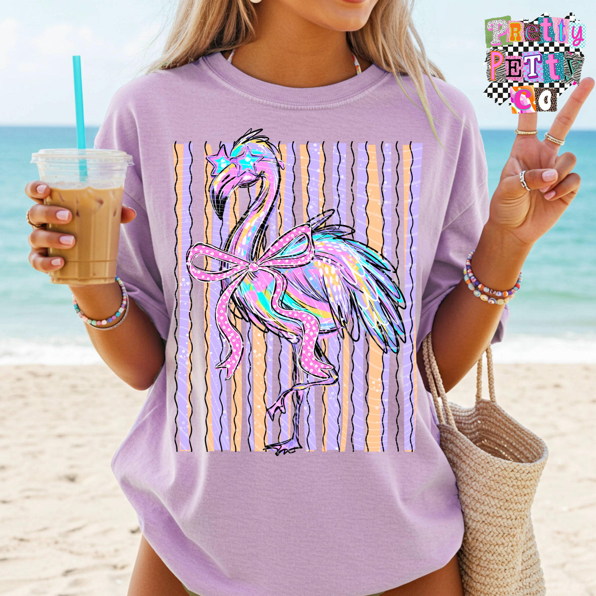 Flamingo Summer Graphic Tee, Tropical Beach Shirt, Pink Flamingo Design, Comfort Colors, Youth & Adult Sizing - Pretty Petty Co