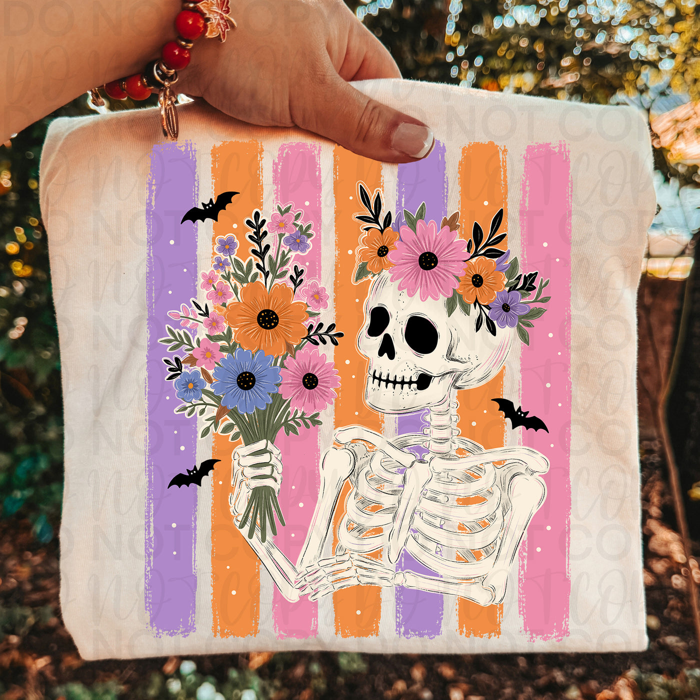 Floral Skeleton Halloween Graphic Tee | Cute Spooky Flower Shirt | Girly Retro Halloween Tee