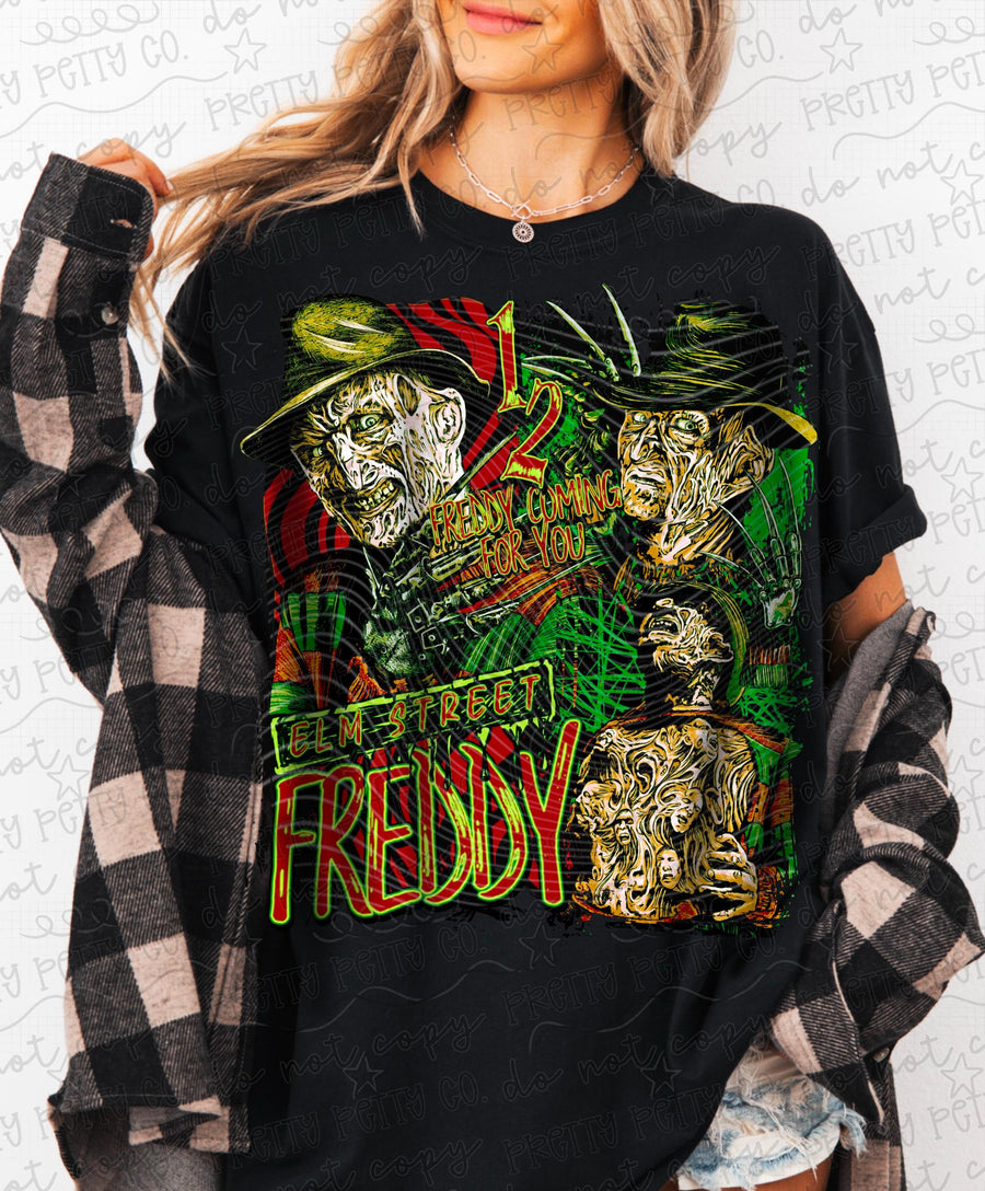 Striped Sweater Slasher Graphic Tee | Spooky Horror Shirt