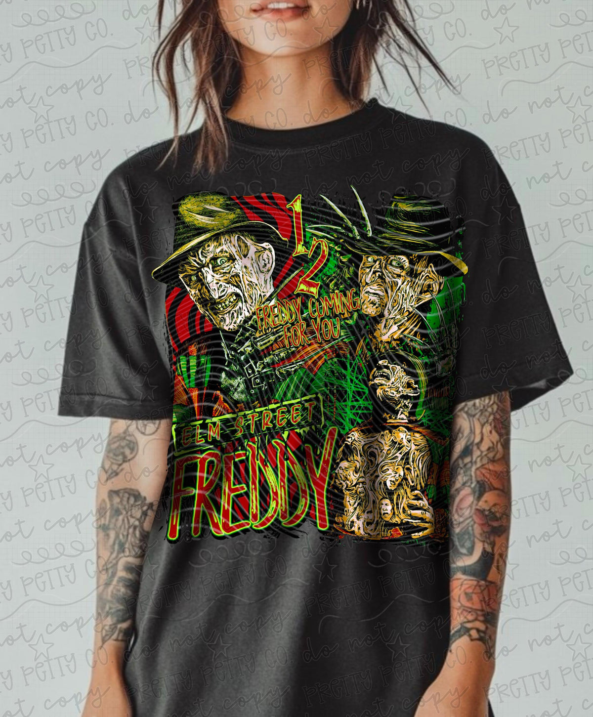 Striped Sweater Slasher Graphic Tee | Spooky Horror Shirt