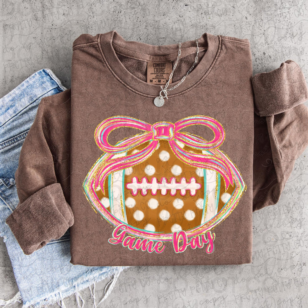 Preppy Football Shirt | Cute Football Game Day Tee | Coquette Football Shirt | Tailgate Graphic Tee | Football Fan Apparel