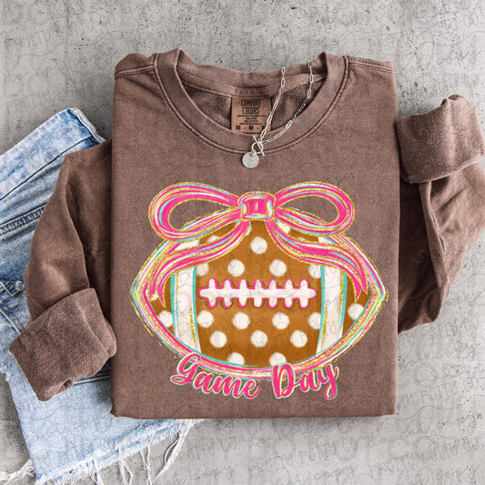 Preppy Football Shirt | Cute Football Game Day Tee | Coquette Football Shirt | Tailgate Graphic Tee | Football Fan Apparel