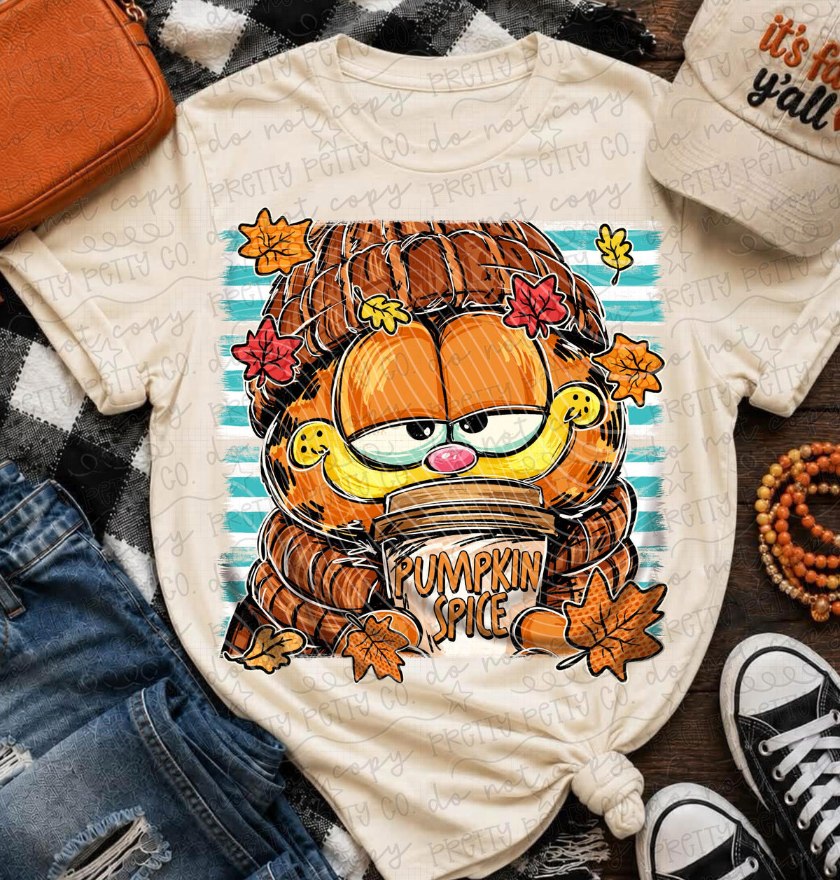 Pumpkin Spice Fall Graphic Tee | Funny Autumn Cat Shirt
