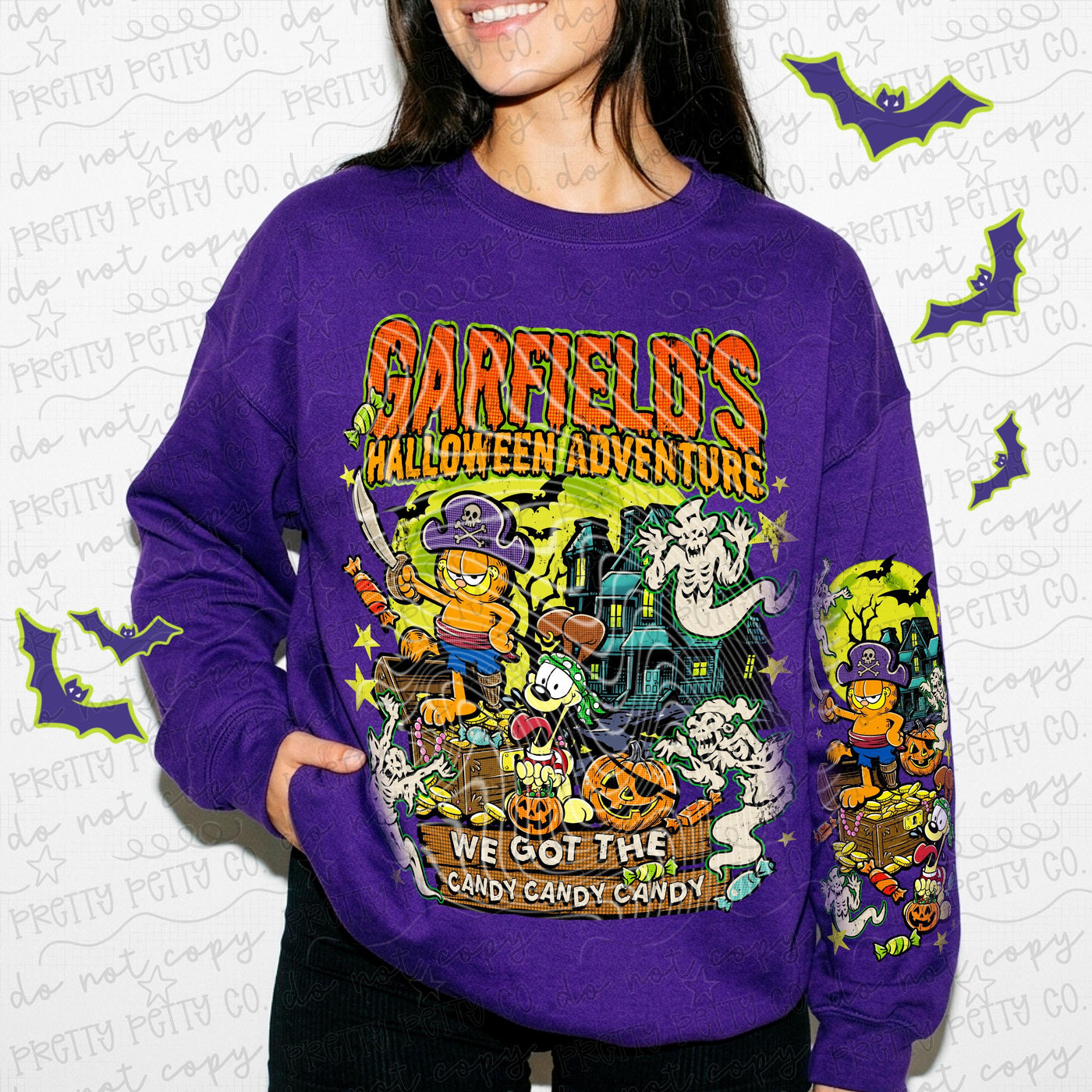 Retro Orange Cat Halloween Adventure Graphic Tee