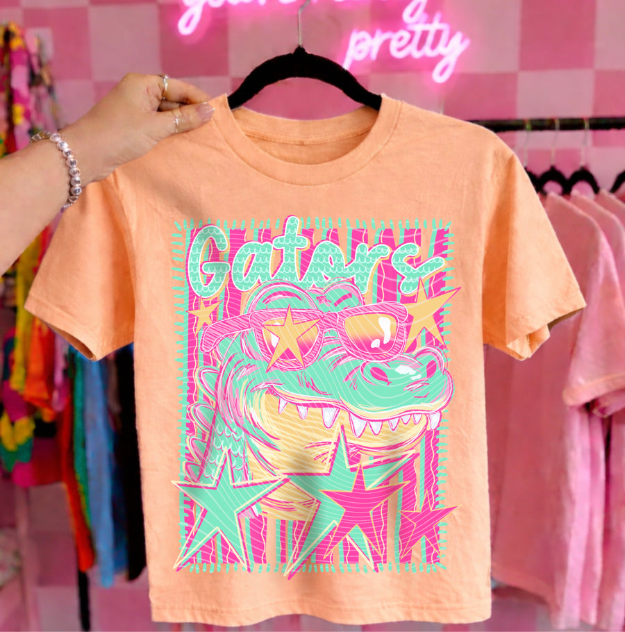 Gators Preppy Mascot Shirt, Bright Color Collegiate Graphic Tee, Cute School Spirit Inspired Soft Style Tee for Women and Kids - Pretty Petty Co