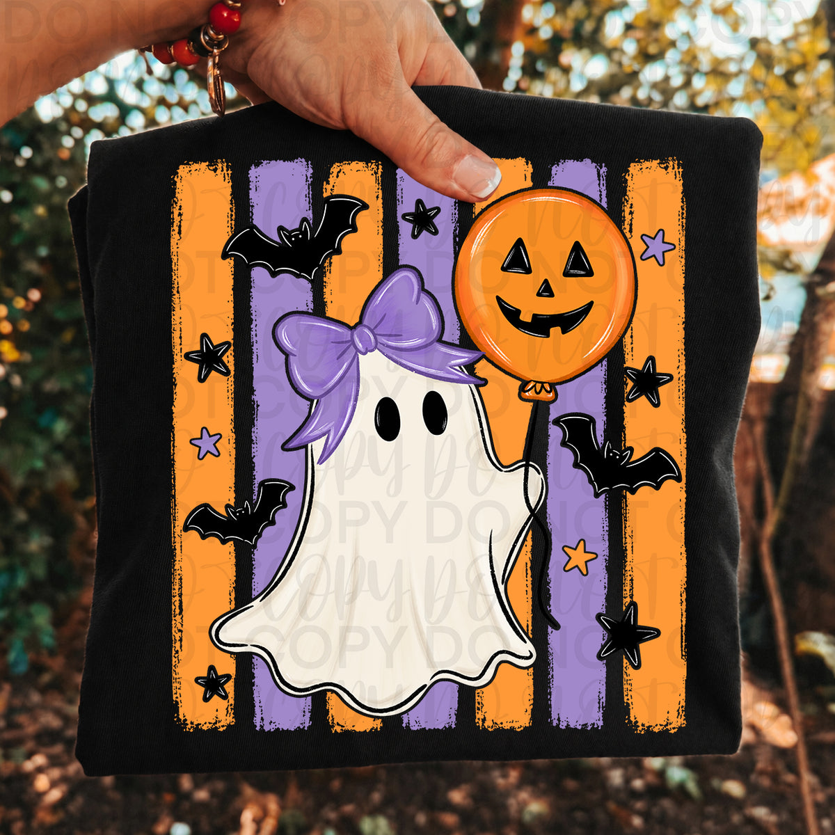 Cute Ghost with Pumpkin Balloon Halloween Shirt | Ghost Graphic Tee | Spooky Season T-Shirt | Trendy Halloween Fall Apparel