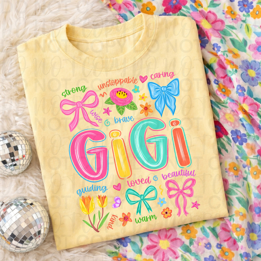 Colorful Gigi Graphic Tee, Bright Rainbow Grandma Shirt, Trendy Gigi Design, Comfort Colors, Women’s Relaxed Fit - Pretty Petty Co