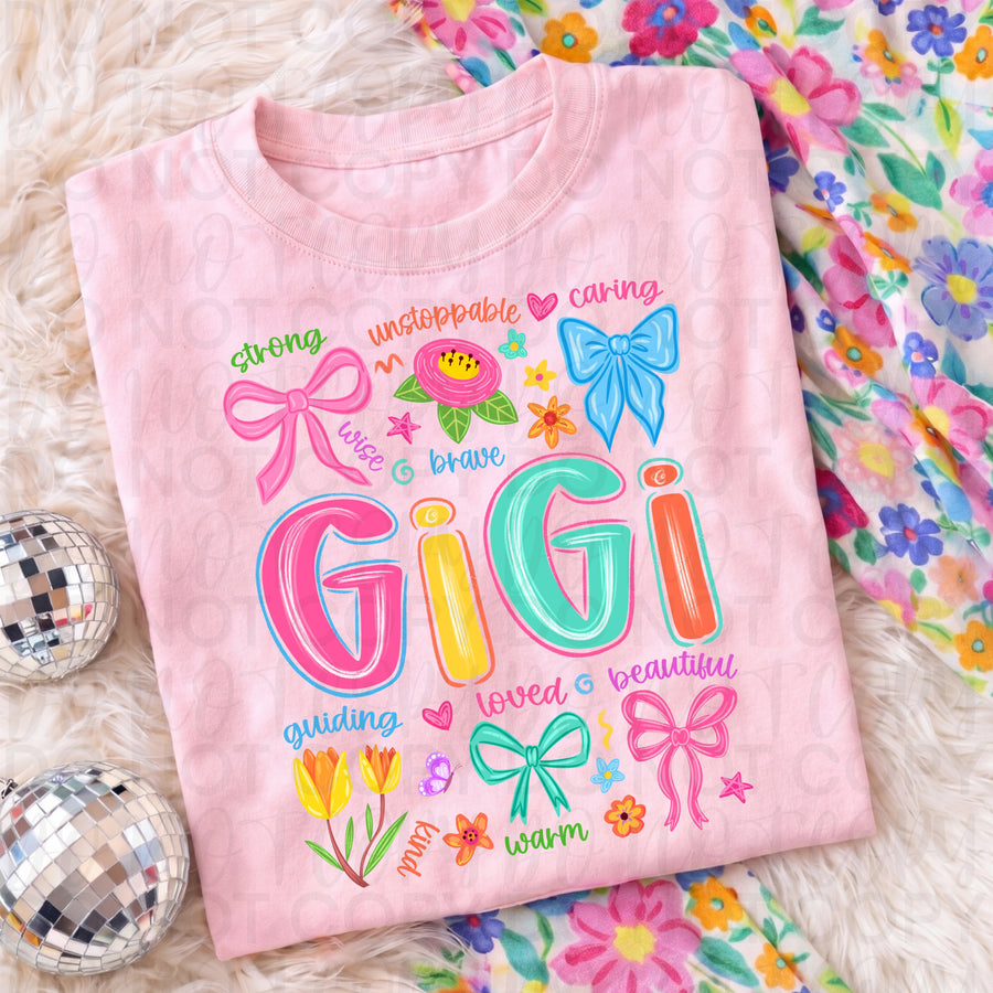 Colorful Gigi Graphic Tee, Bright Rainbow Grandma Shirt, Trendy Gigi Design, Comfort Colors, Women’s Relaxed Fit - Pretty Petty Co