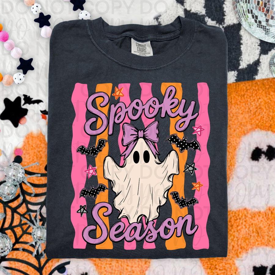 Spooky Season Ghost Shirt | Cute Girly Halloween Graphic Tee | Pink & Purple Ghost T-Shirt | Trendy Spooky Season Fall Apparel