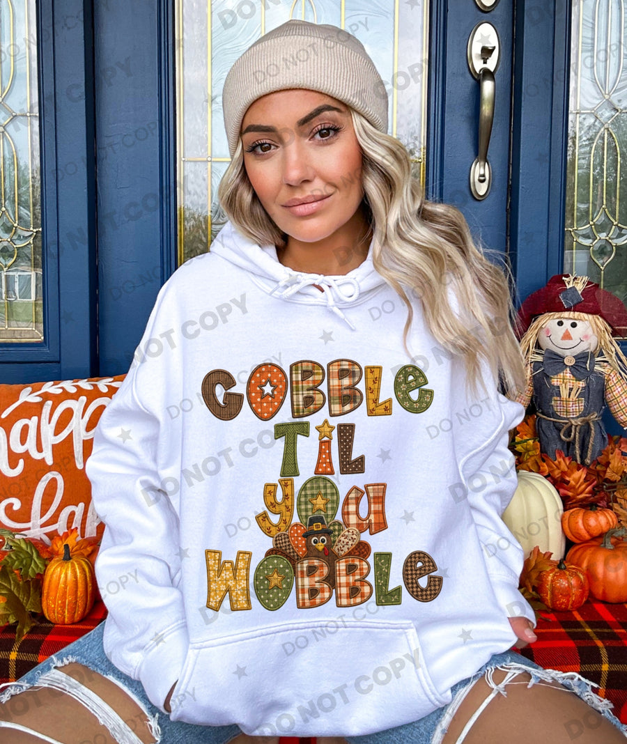 Gobble Til You Wobble Thanksgiving Graphic Tee – Funny Turkey Day Shirt