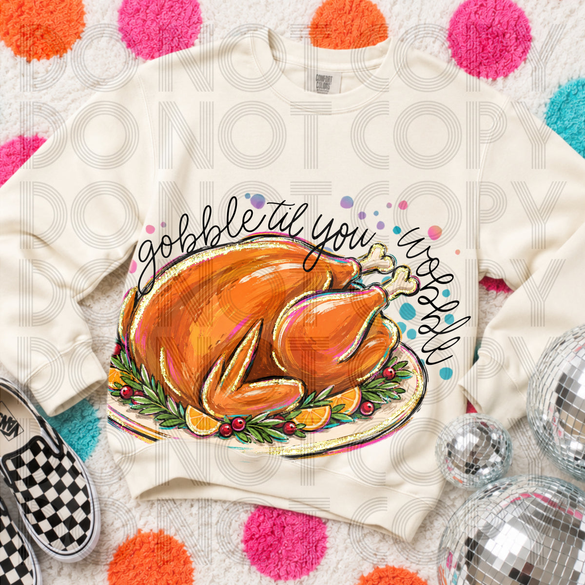Gobble Til You Wobble Thanksgiving Graphic Tee | Cute Turkey Shirt