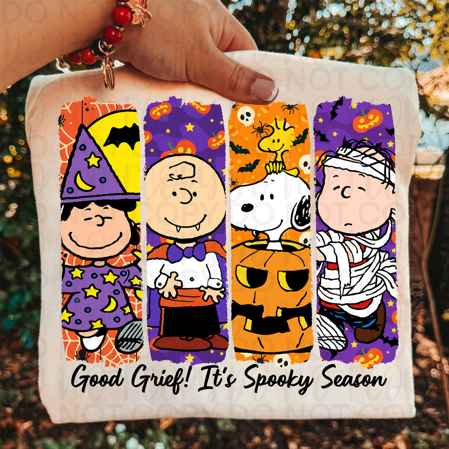 Good Grief It's Spooky Season Shirt | Halloween Cartoon Graphic Tee | Cute Fall Ghost Pumpkin T-Shirt | Spooky Season Tee