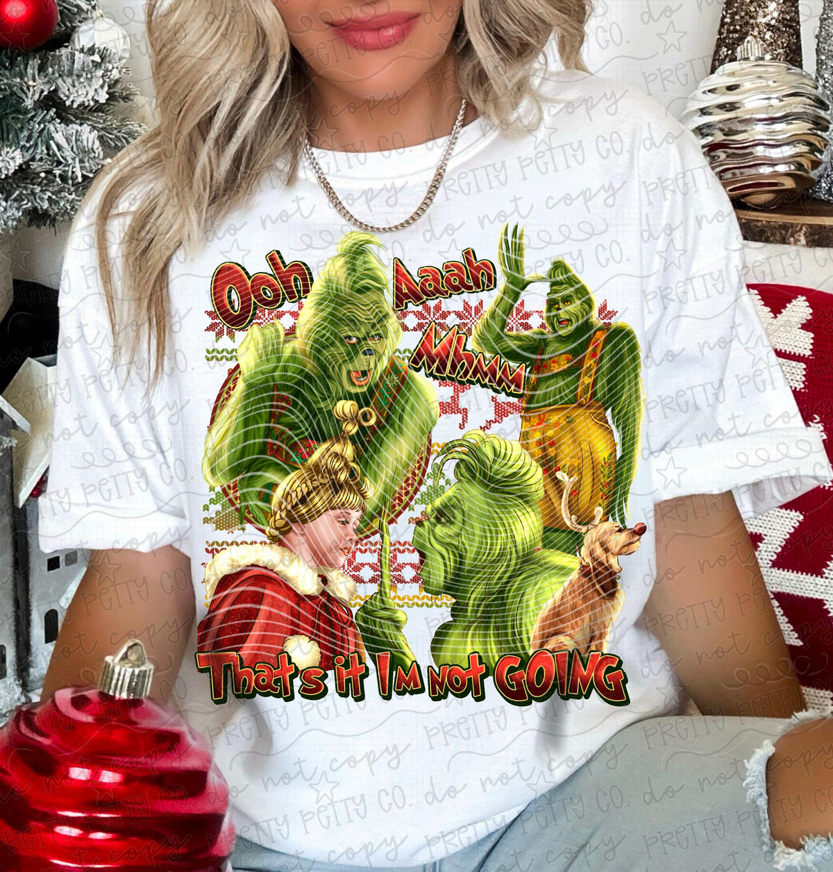 Funny Green Christmas Character Graphic Tee