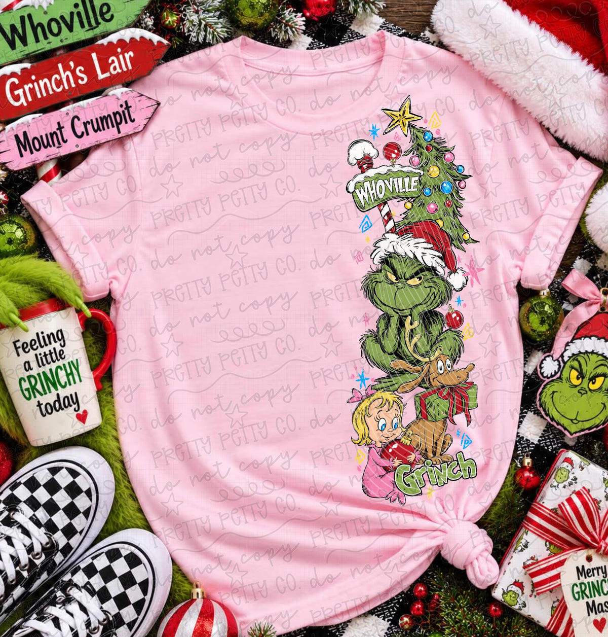 Green Guy Christmas Side Design Graphic Tee