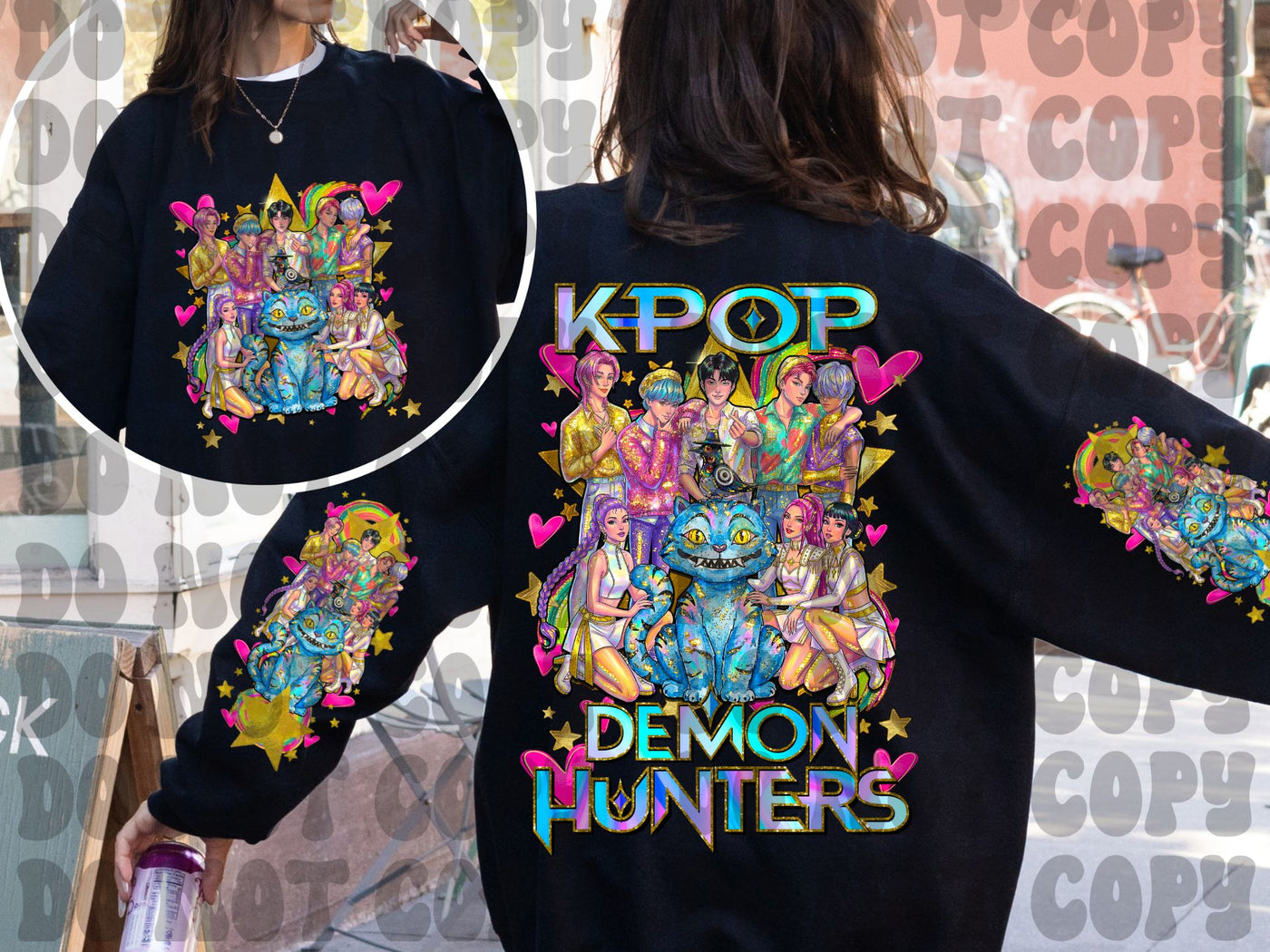 KPDH Colorful Graphic Sweatshirt | KPop Inspired Front Back Sleeve Print | Color Pop Collection