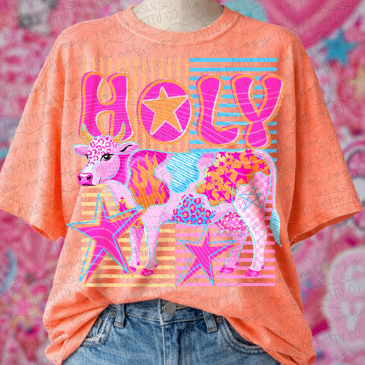 Holy Cow Funny Shirt, Vintage Cow Graphic Tee, Farm Animal Pun T-Shirt, Cute Funny Animal Humor Shirt for Women and Kids