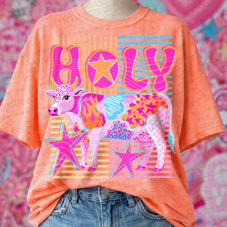 Holy Cow Funny Shirt, Vintage Cow Graphic Tee, Farm Animal Pun T-Shirt, Cute Funny Animal Humor Shirt for Women and Kids - Pretty Petty Co
