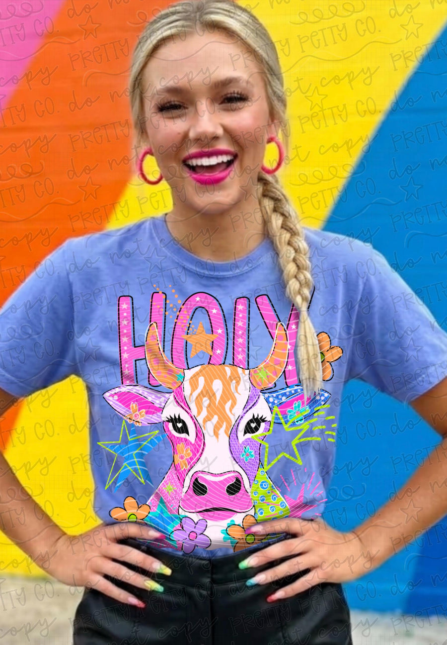 Holy Cow Funny Shirt, Vintage Cow Graphic Tee, Farm Animal Pun T-Shirt, Cute Funny Farm Animal Tee for Women and Kids - Pretty Petty Co