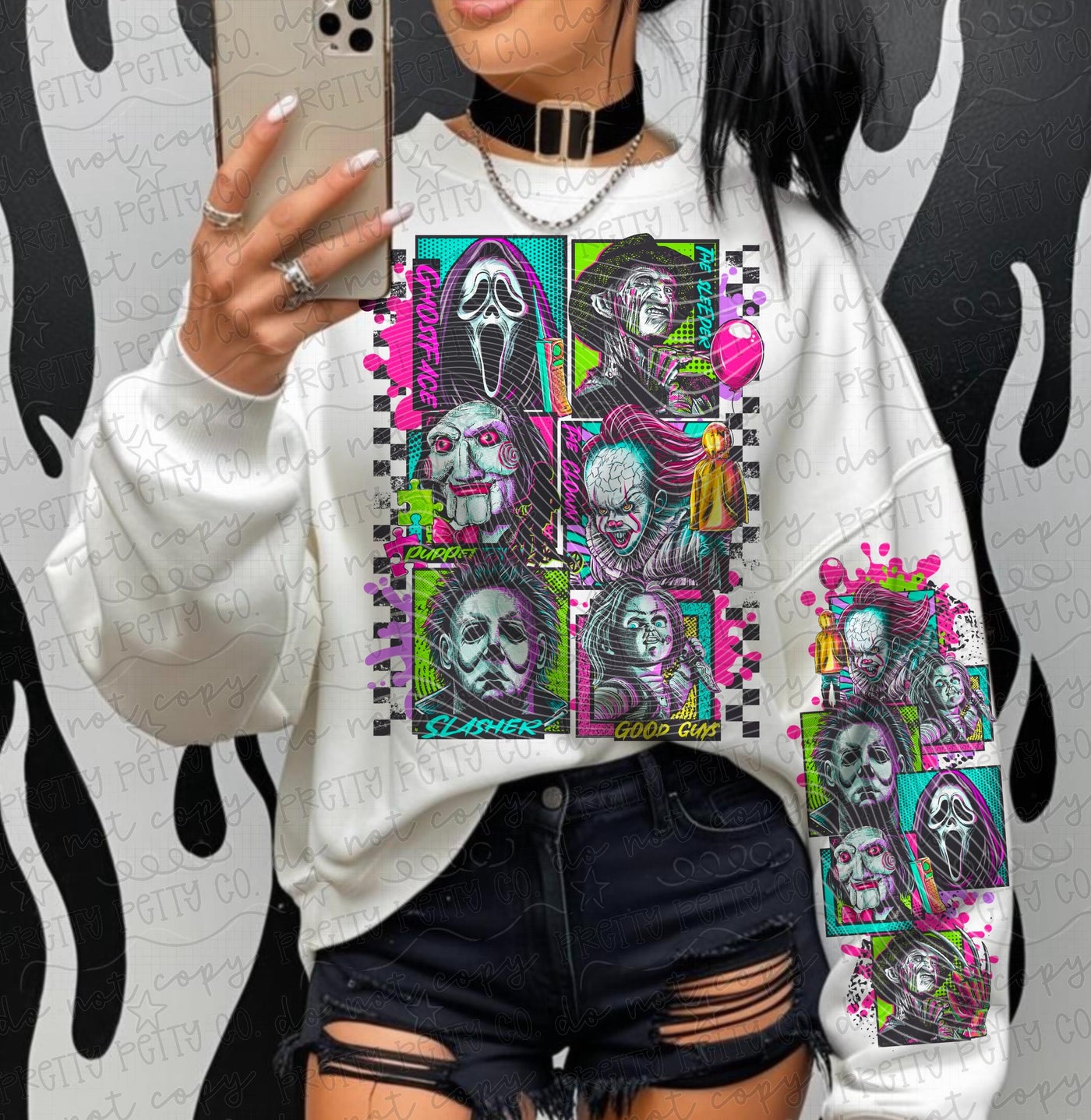 Horror Squad Graphic Tee | Slasher Horror Halloween Shirt | Spooky Season Character Tee
