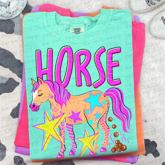 Funny Horse Shirt, Vintage Farm Animal Humor Tee, Cute Silly Horse Graphic T-Shirt, Funny Barn Animal Shirt for Women and Kids