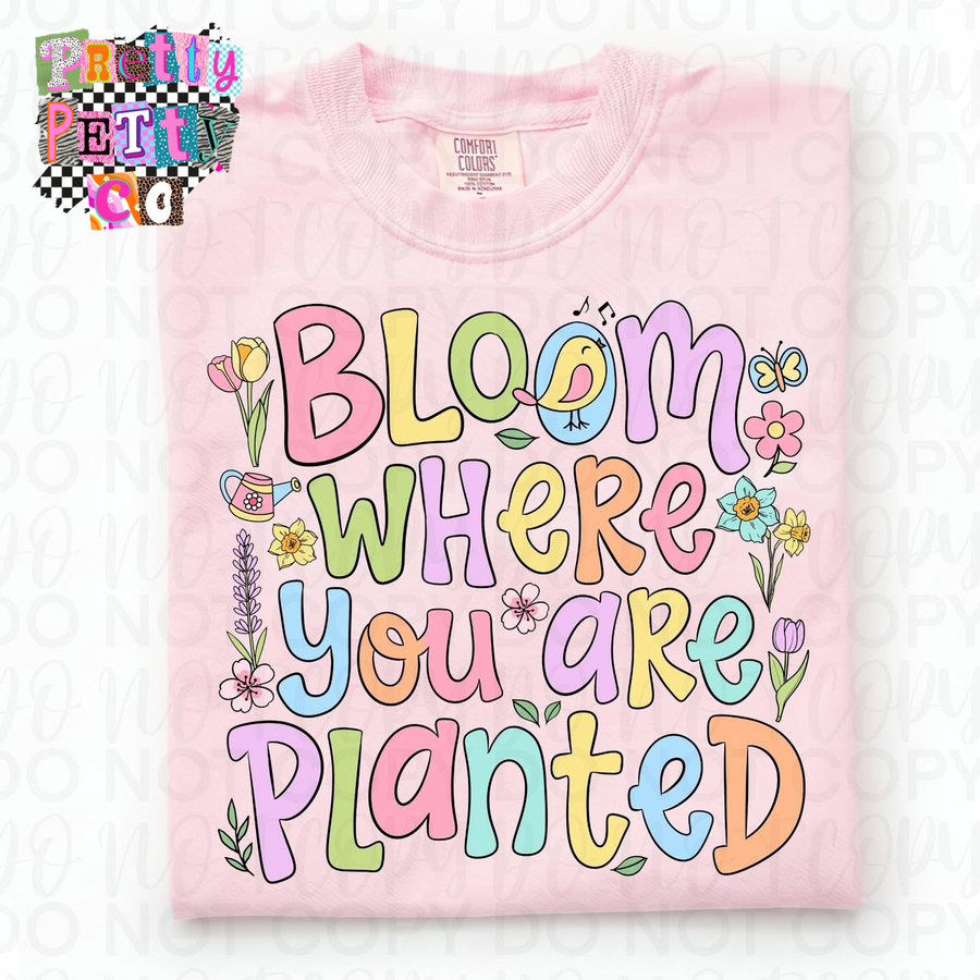 Bloom Where You Are Planted Comfort Colors Tee – Vintage Floral Christian Shirt – Positive Faith Graphic Tee - Pretty Petty Co