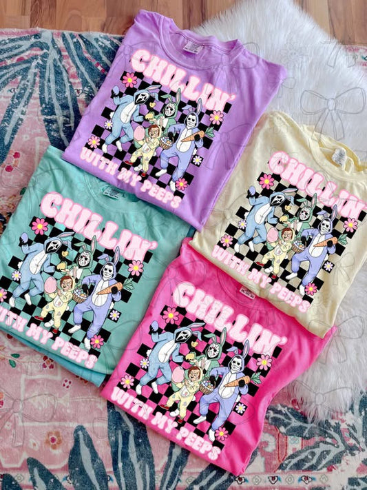 Chillin With My Peeps Easter Tee | Funny Spring Bunny Shirt | Cute Holiday Candy T-Shirt
