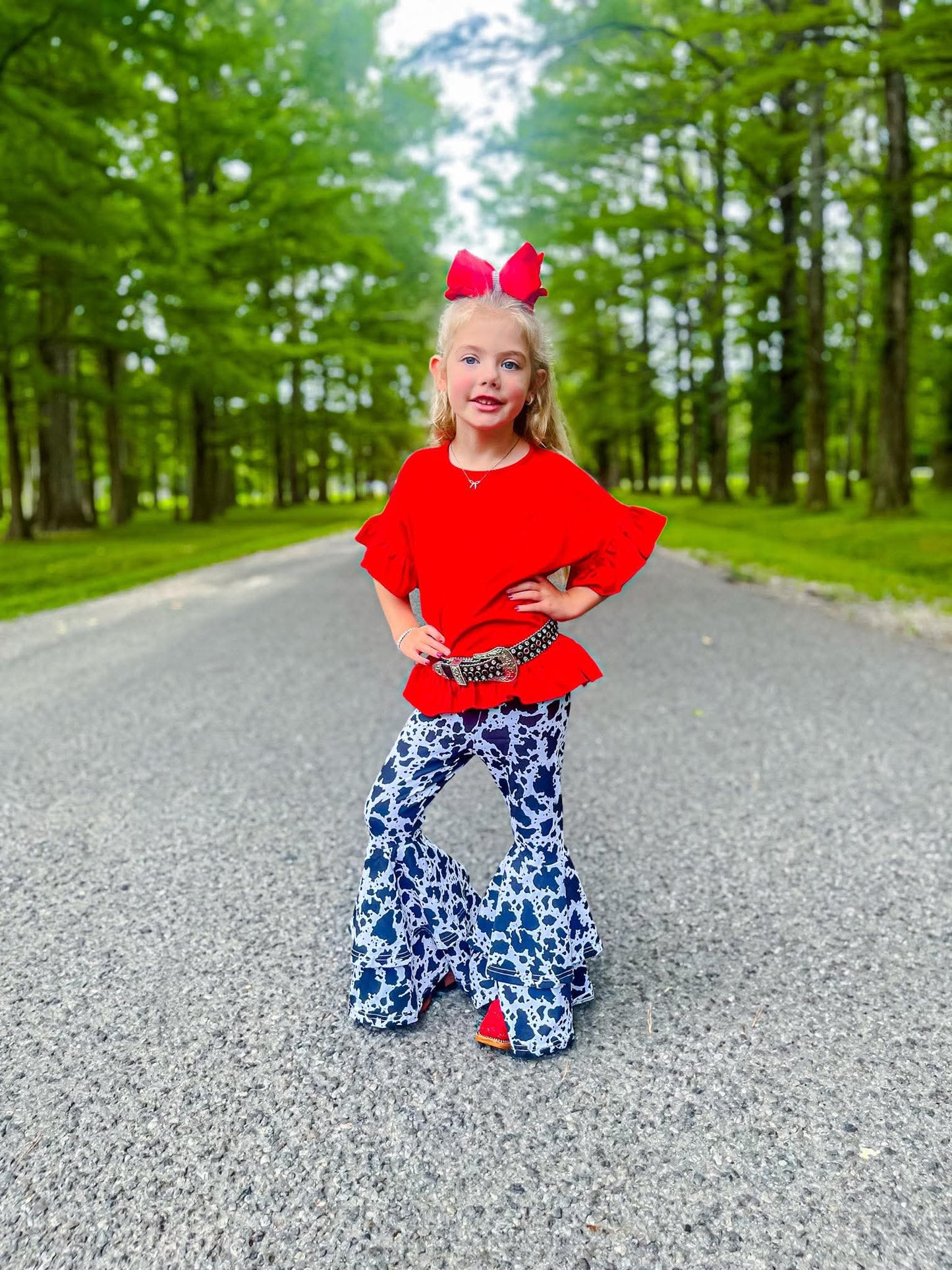 Rodeo Red ruffle top  (FINAL SALE)