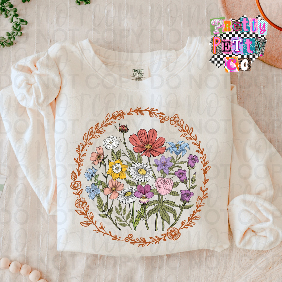 Floral Graphic T-Shirt – Vintage Flower Design on Comfort Colors Tee - Pretty Petty Co