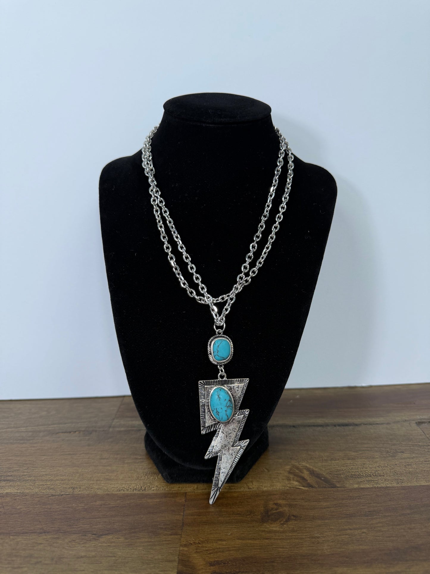 Large Lightning Bolt Stone Necklace (FINAL SALE)
