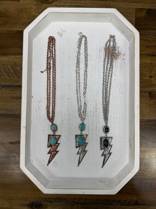 Large Lightning Bolt Stone Necklace (FINAL SALE)