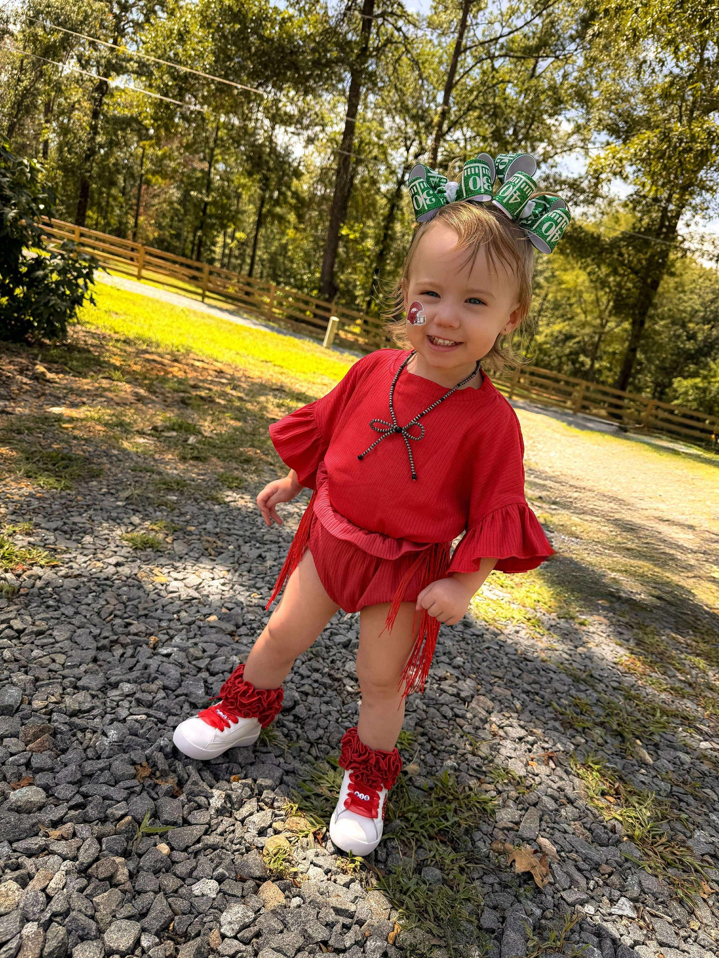 Rodeo Red ruffle top  (FINAL SALE)