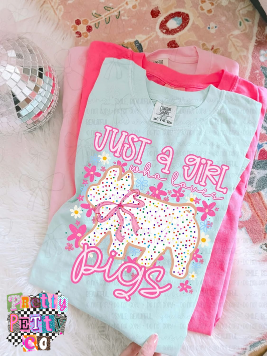 Just a Girl Who Loves Pigs Tee – Funny Pig Lover Farm Shirt
