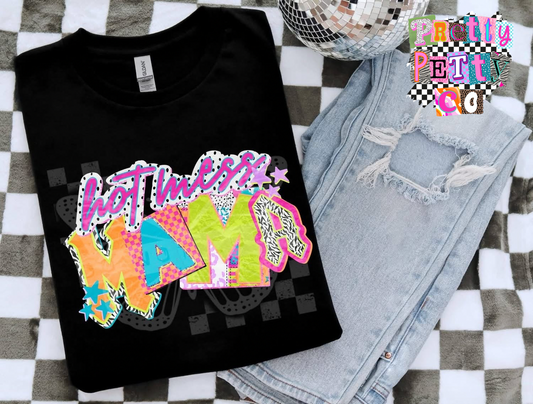 Hot Mess Mama Shirt – Funny Mom Graphic Tee, Motherhood Humor Boutique T-Shirt