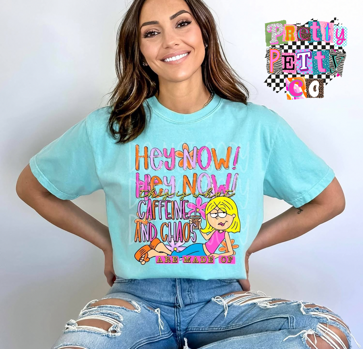 Hey Now Hey Now This Is What Caffeine and Chaos Is Made Of Graphic Tee - Pretty Petty Co