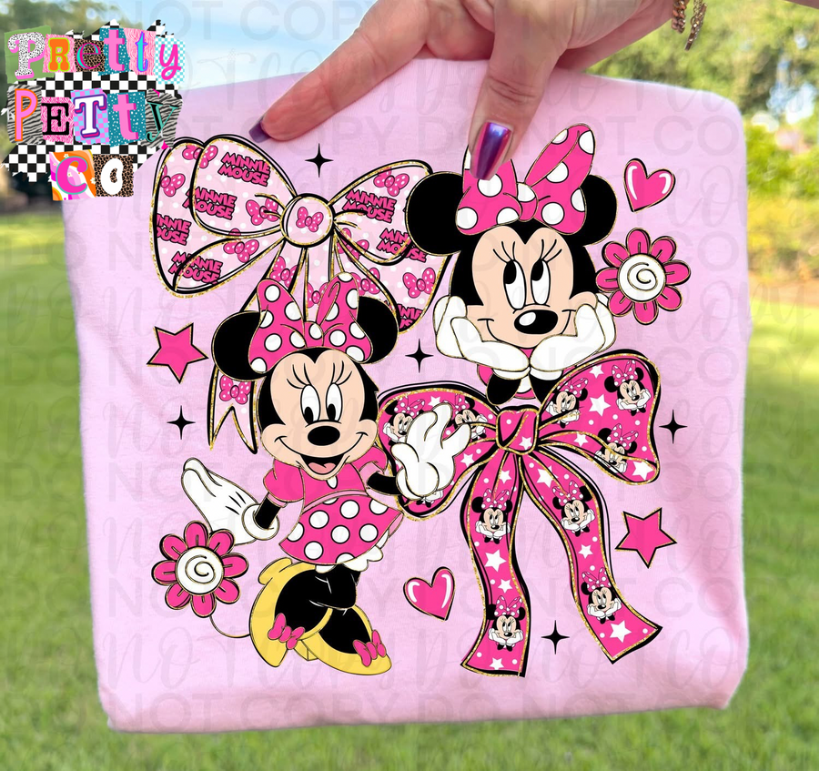 Mouse Bow Coquette Shirt – Adorable Bow Graphic Tee, Trendy Pop Culture T-Shi - Pretty Petty Co